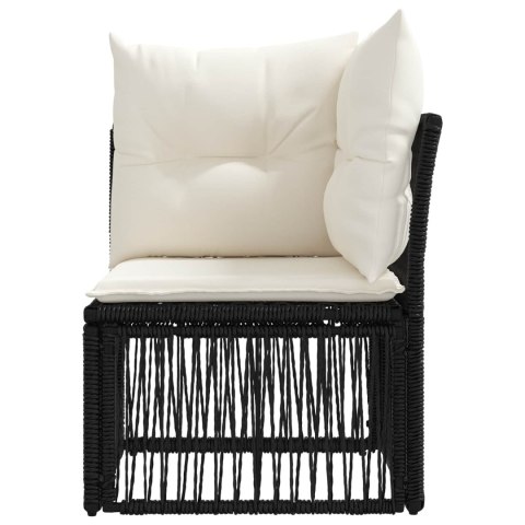 VidaXL Sofa narożna Czarny polirattan