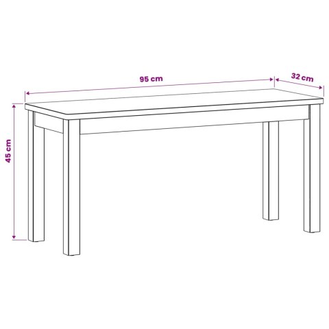 VidaXL Ławka jadalniana 95 x 32 x 45 cm Dąb lite naturalny