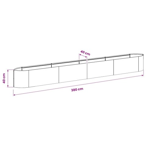 VidaXL Podniesione Łóżko Ogrodowe antracytowy 380 x 40 x 40 cm Stal