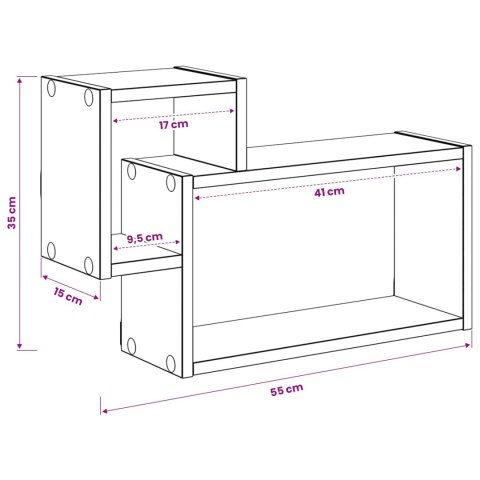 VidaXL Półka ścienna Do montażu na ścianie brązowy 55 x 15 x 35 cm