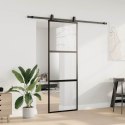 VidaXL Drzwi przesuwne z zestawem okuć czarne 76x205cm szkło hartowane