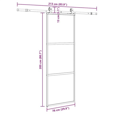 VidaXL Drzwi przesuwne z zestawem okuć czarne 76x205cm szkło hartowane