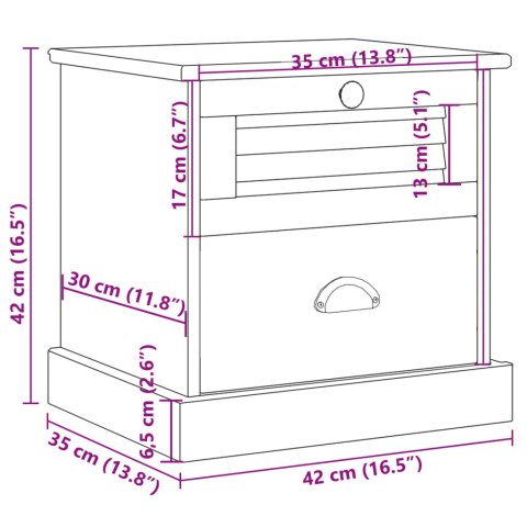 SZAFKA NOCNA VIGO SZARA 42X35X42CM LITE DREWNO SOSNOWE
