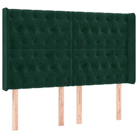 ZAGŁÓWEK DO ŁÓŻKA Z LED CIEMNOZIELONY 147X16X118/128CM AKSAMIT