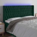 ZAGŁÓWEK DO ŁÓŻKA Z LED CIEMNOZIELONY 203X16X118/128CM AKSAMIT