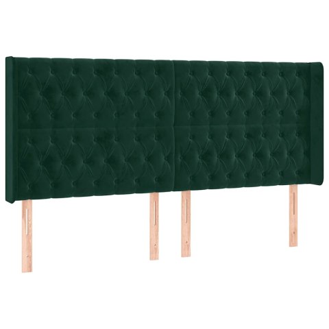 ZAGŁÓWEK DO ŁÓŻKA Z LED CIEMNOZIELONY 203X16X118/128CM AKSAMIT