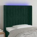 ZAGŁÓWEK DO ŁÓŻKA Z LED CIEMNOZIELONY 83X16X118/128CM AKSAMIT