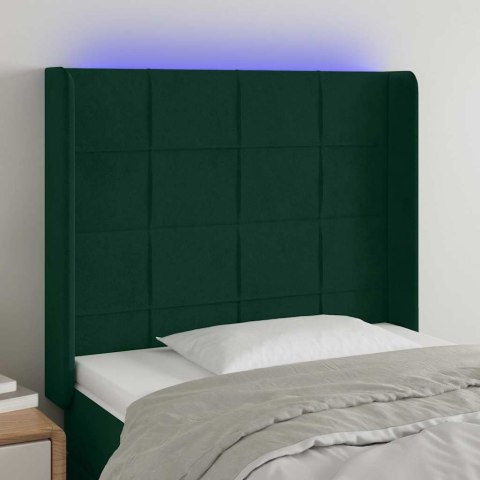 ZAGŁÓWEK DO ŁÓŻKA Z LED CIEMNOZIELONY 83X16X118/128CM AKSAMIT