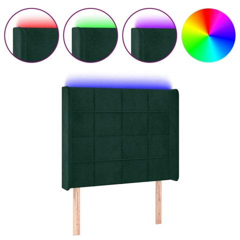 ZAGŁÓWEK DO ŁÓŻKA Z LED CIEMNOZIELONY 83X16X118/128CM AKSAMIT