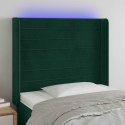 ZAGŁÓWEK DO ŁÓŻKA Z LED CIEMNOZIELONY 93X16X118/128CM AKSAMIT