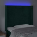 ZAGŁÓWEK DO ŁÓŻKA Z LED CIEMNOZIELONY 93X16X118/128CM AKSAMIT