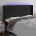 ZAGŁÓWEK DO ŁÓŻKA Z LED CZARNY 203X16X118/128CM AKSAMIT