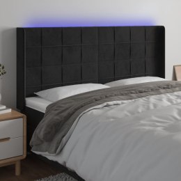 ZAGŁÓWEK DO ŁÓŻKA Z LED CZARNY 203X16X118/128CM AKSAMIT
