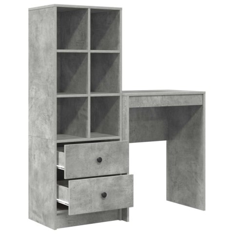 VidaXL Biurko z szufladą z półką 2 pcs Betonowy szary