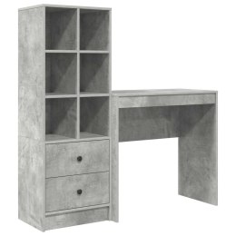 VidaXL Biurko z szufladą z półką 2 pcs Betonowy szary