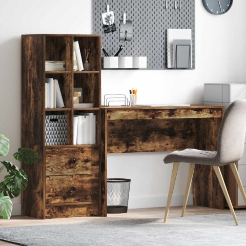 VidaXL Biurko z szufladą z półką z przechowywaniem 2 pcs Dąb wędzony