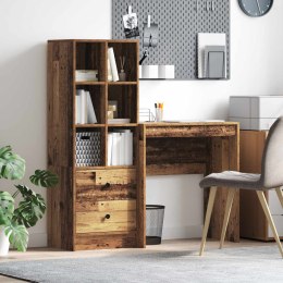 VidaXL Biurko z szufladą z półką z przechowywaniem 2 pcs Stare drewno