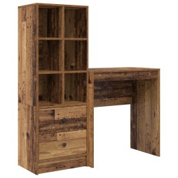 VidaXL Biurko z szufladą z półką z przechowywaniem 2 pcs Stare drewno