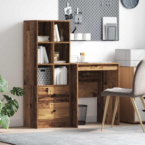 BIURKO Z SZUFLADĄ Z PÓŁKĄ Z PRZECHOWYWANIEM 2 PCS STARE DREWNO