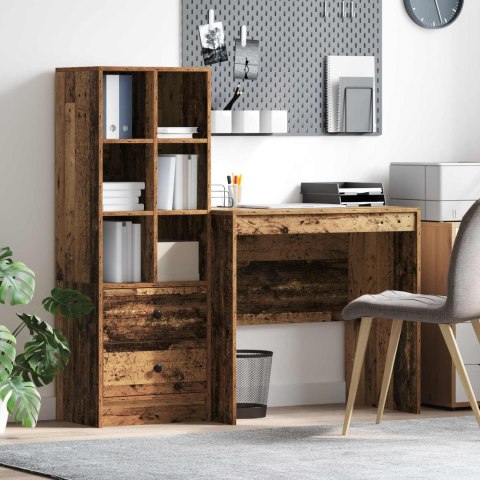 VidaXL Biurko z szufladą z półką z przechowywaniem 2 pcs Stare drewno