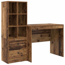 VidaXL Biurko z szufladą z półką z przechowywaniem 2 pcs Stare drewno