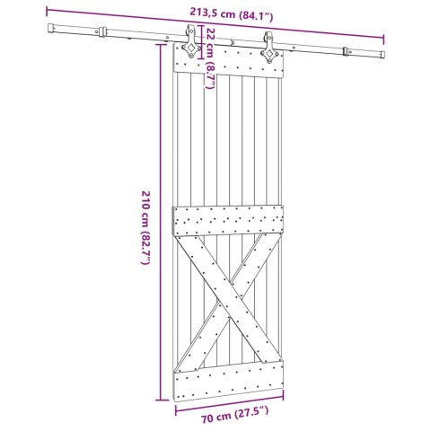 VidaXL Drzwi przesuwne NARVIK 70 x 210 cm (213,5 cm)