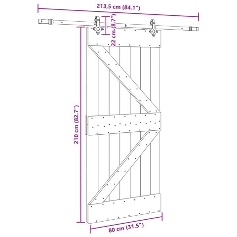 VidaXL Drzwi przesuwne NARVIK 80 x 210 cm (213,5 cm)
