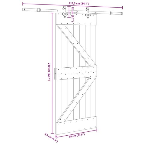 VidaXL Drzwi przesuwne NARVIK 85 x 210 cm (213,5 cm)