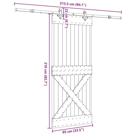 VidaXL Drzwi przesuwne NARVIK 85 x 210 cm (213,5 cm)