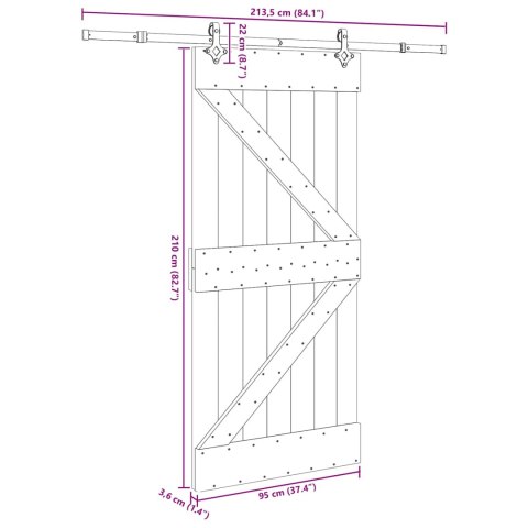 VidaXL Drzwi przesuwne NARVIK 95 x 210 cm (213,5 cm)