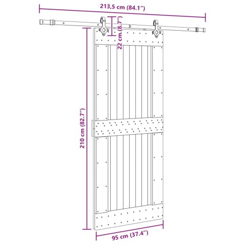 VidaXL Drzwi przesuwne NARVIK 95 x 210 cm (213,5 cm)