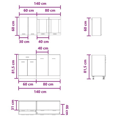 JEDNOSTKA KUCHENNA LYON 4 PCS BETONOWY SZARY