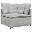 VidaXL Sofa modułowa z podnóżkiem i poduszkami Velvet Light Grey
