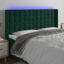 ZAGŁÓWEK DO ŁÓŻKA Z LED CIEMNOZIELONY 183X16X118/128CM AKSAMIT