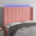 ZAGŁÓWEK DO ŁÓŻKA Z LED RÓŻOWY 147X16X118/128CM AKSAMIT