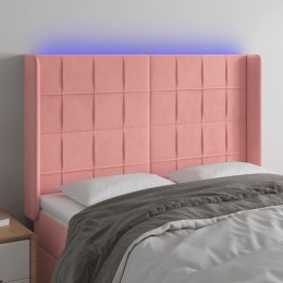 ZAGŁÓWEK DO ŁÓŻKA Z LED RÓŻOWY 147X16X118/128CM AKSAMIT