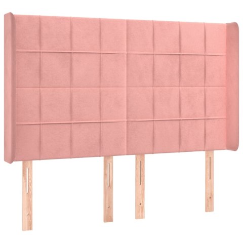 ZAGŁÓWEK DO ŁÓŻKA Z LED RÓŻOWY 147X16X118/128CM AKSAMIT