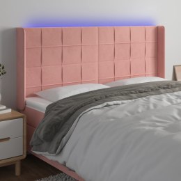 ZAGŁÓWEK DO ŁÓŻKA Z LED RÓŻOWY 203X16X118/128CM AKSAMIT