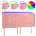 ZAGŁÓWEK DO ŁÓŻKA Z LED RÓŻOWY 203X16X118/128CM AKSAMIT