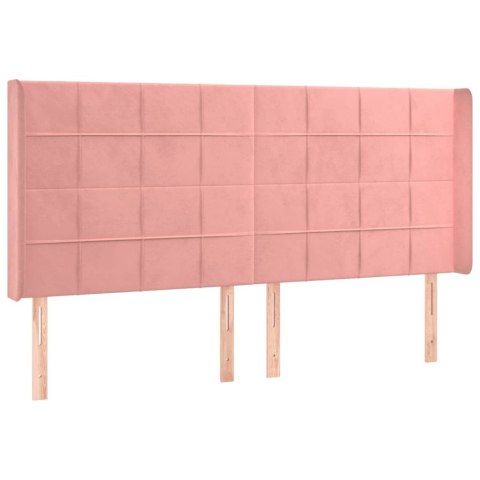 ZAGŁÓWEK DO ŁÓŻKA Z LED RÓŻOWY 203X16X118/128CM AKSAMIT