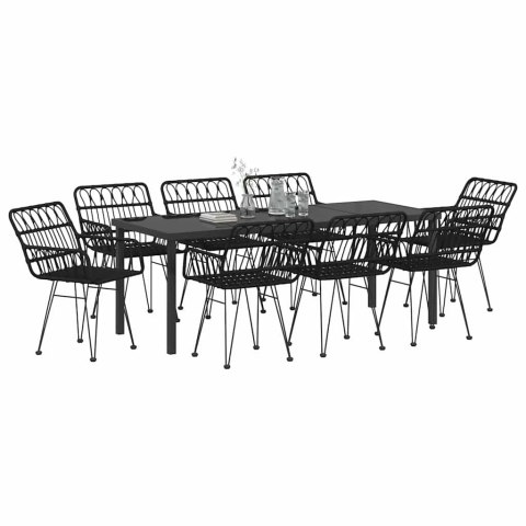 VidaXL Zestaw do jadalni w ogrodzie 9 pcs Czarny
