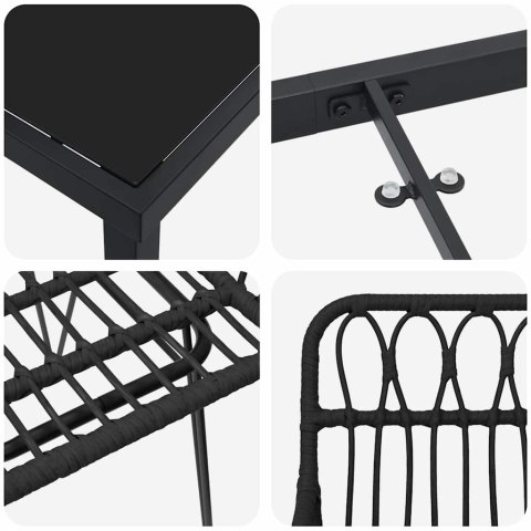 VidaXL Zestaw do jadalni w ogrodzie 9 pcs Czarny