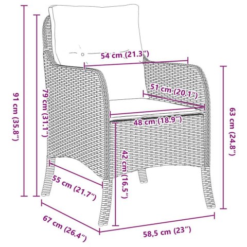 ZESTAW DO JADALNI W OGRODZIE Z PODUSZKĄ 9 PCS SZARY POLIRATTAN
