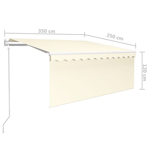 VidaXL Automatycznie zwijana markiza z zasłoną, 3,5x2,5 m, kremowa
