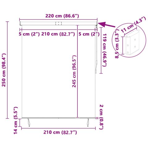VidaXL Roleta Niebieski i biały 200 x 250 cm Materiał i Aluminium