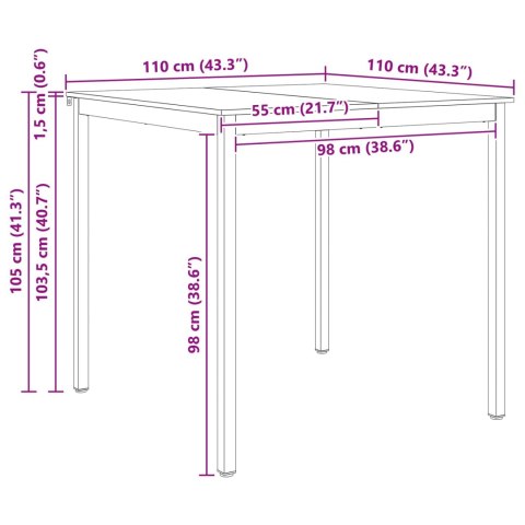 VidaXL Stół barowy Biały 110 x 110 x 105 cm Lite drewno sosnowe