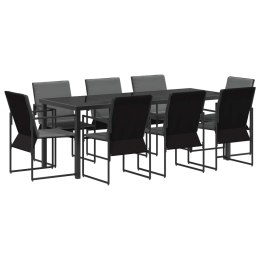 VidaXL Zestaw do jadalni w ogrodzie 9 pcs Czarny i antracyt