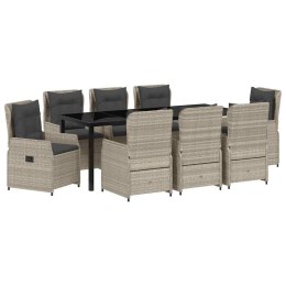 VidaXL Zestaw do jadalni w ogrodzie 9 pcs Jasnoszary polirattan