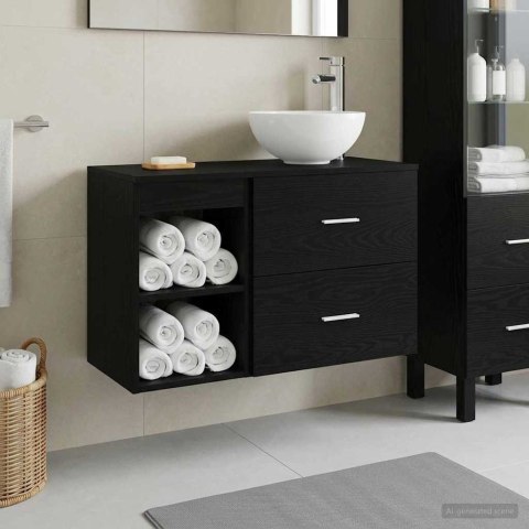 ZESTAW MEBLI ŁAZIENKOWYCH 2 PCS CZARNY DĄB DREWNO INŻYNIERYJNE