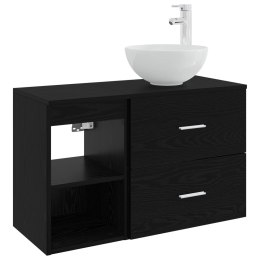 ZESTAW MEBLI ŁAZIENKOWYCH 2 PCS CZARNY DĄB DREWNO INŻYNIERYJNE